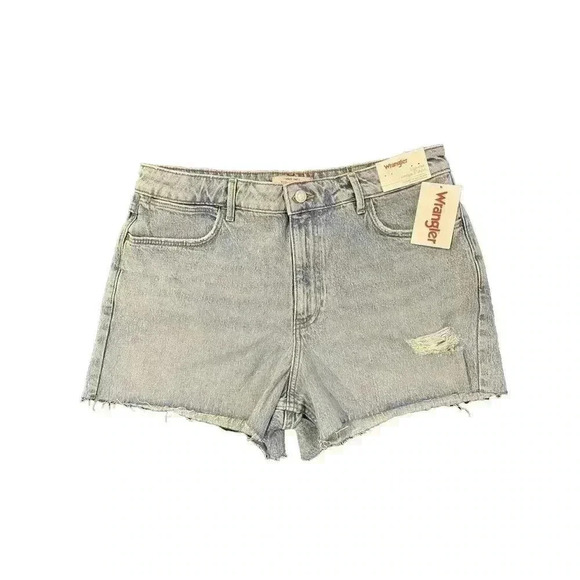Wrangler Denim Jean Shorts 12 31 High Rise Vintage 3” Light Wash Mom Cut Off NWT - Picture 1 of 8